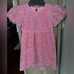 Sparkling Pink Sequin Party Dress for Girls